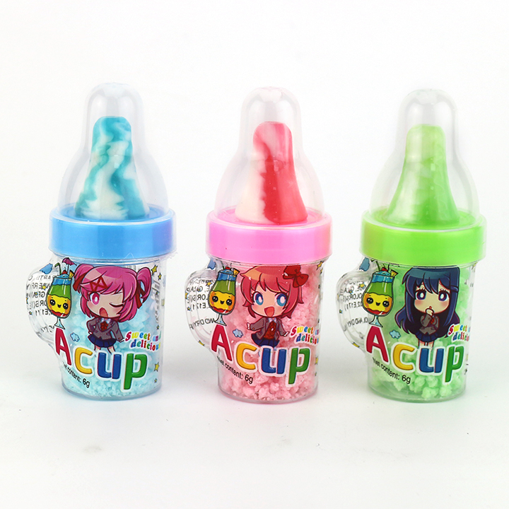 Nipple cup shaped pacifier lollipop with crystalline powder candyCH-T1252