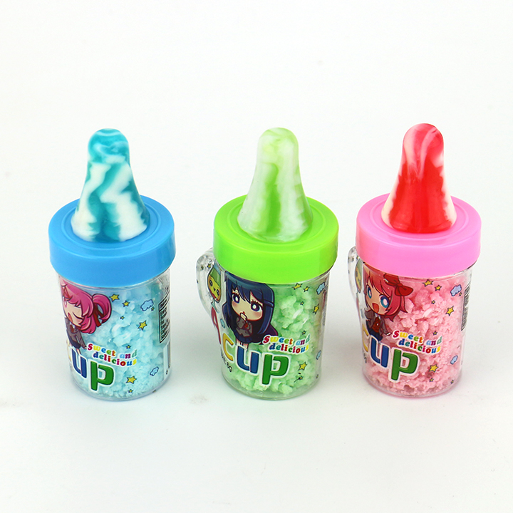 Nipple cup shaped pacifier lollipop with crystalline powder candyCH-T1252