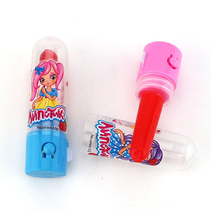 LED Light up lipstick shaped fruit flavored lollipop toy candy CH-T1257