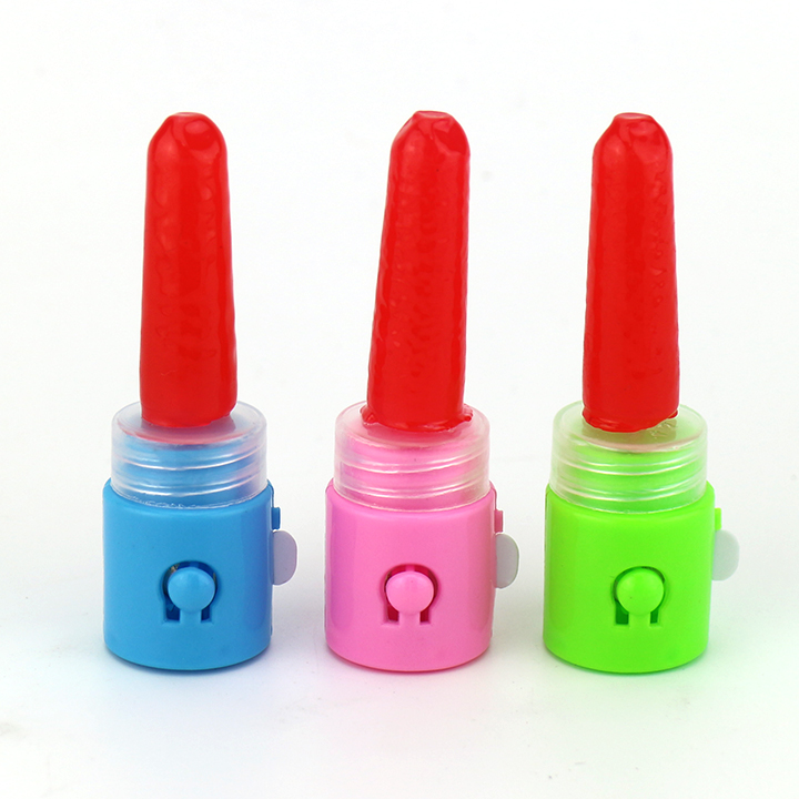 LED Light up lipstick shaped fruit flavored lollipop toy candy CH-T1257