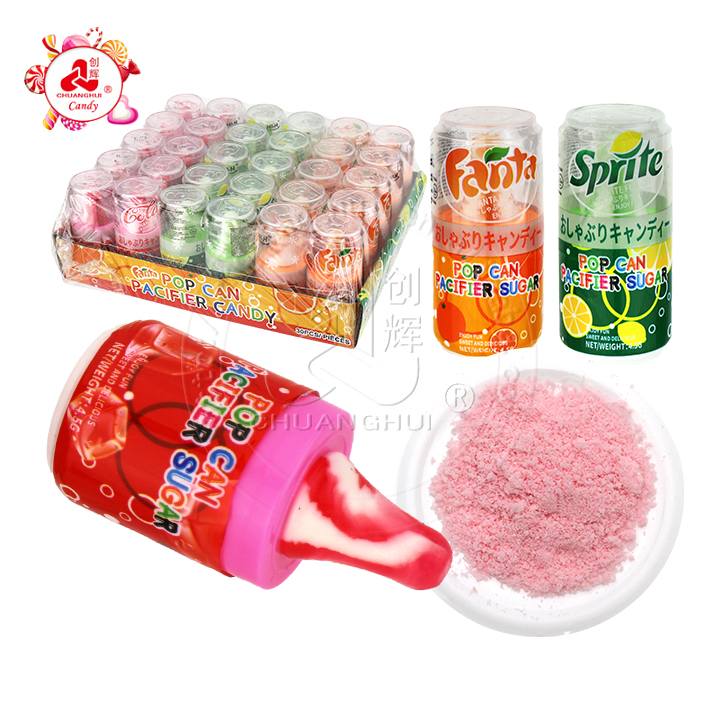 Cola Soda Can nipple pop pacifier lollipop with sour powder candy CH-T1259
