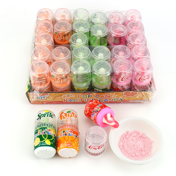 Cola Soda Can nipple pop pacifier lollipop with sour powder candy CH-T1259