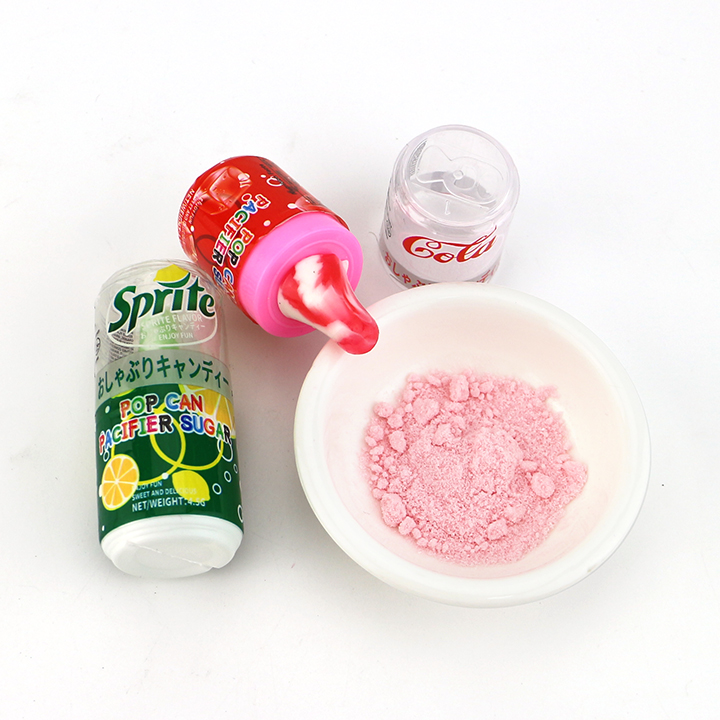 Cola Soda Can nipple pop pacifier lollipop with sour powder candy CH-T1259