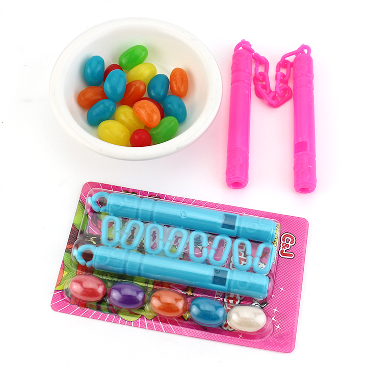 Mini Nunchakus double stick weapon whistle toy candy with jelly bean CH-T1261