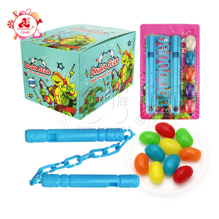 Mini Nunchakus double stick weapon whistle toy candy with jelly bean CH-T1261