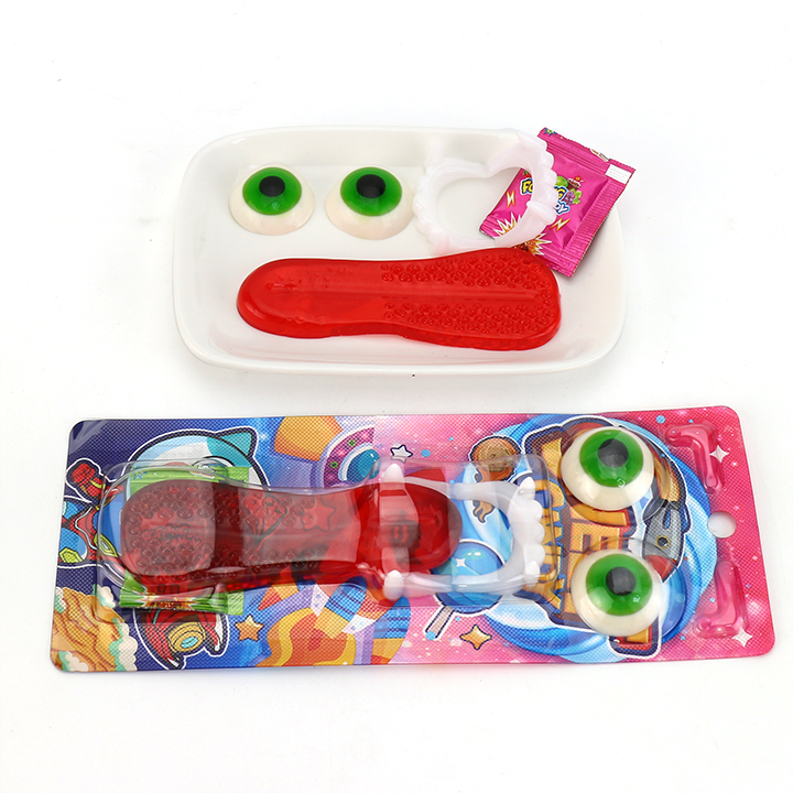 Halloween gummy eyeball, big tongue shaped soft candy and devil's tooth toy candy CH-T1263