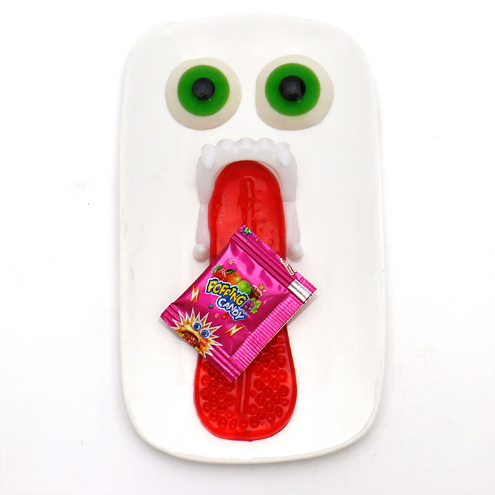Halloween gummy eyeball, big tongue shaped soft candy and devil's tooth toy candy CH-T1263