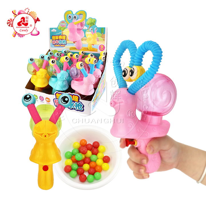 Big telescopic eyeball snail shaped water gun toy candy CH-TB222