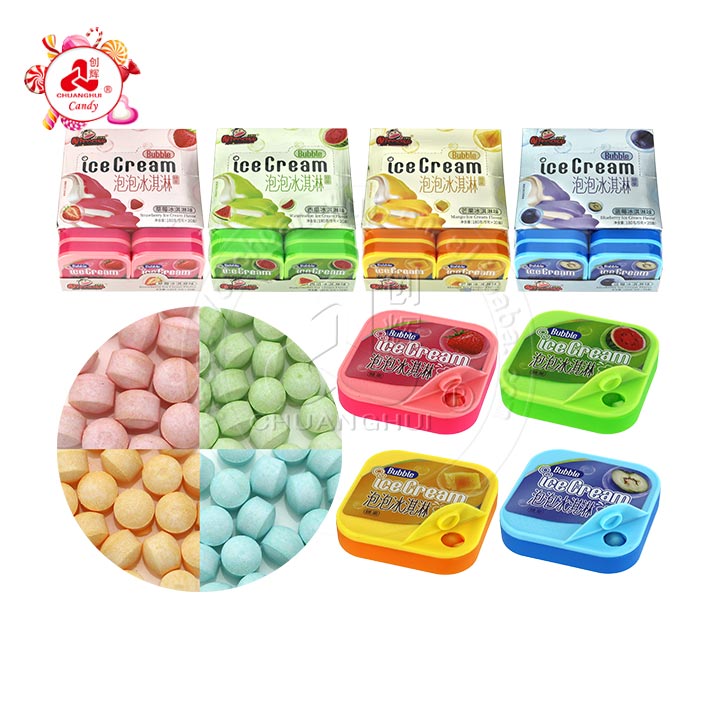 Halal sugar-free ice cream mix fruits flavor soda bubble pressed fizzy candy CH-Z264