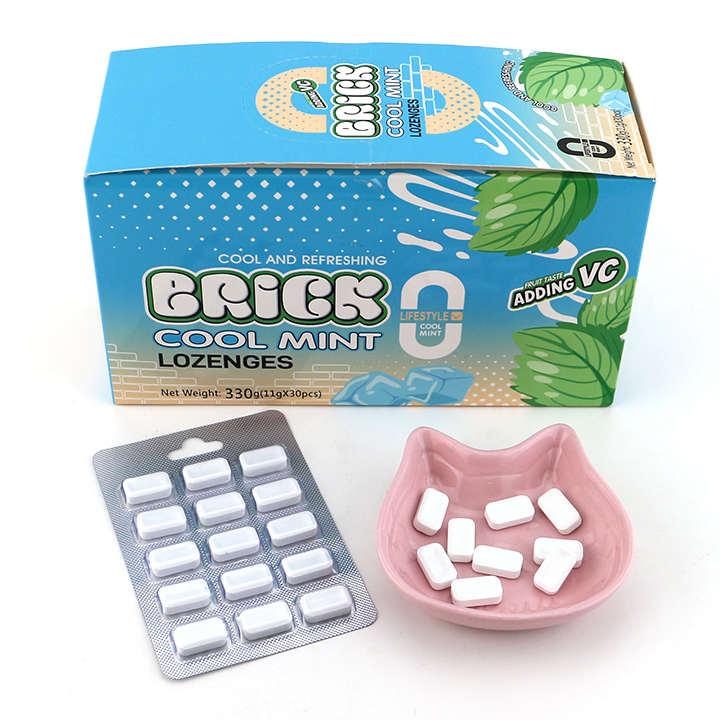 Halal cool mint flavor block shape pressed tablet candy bar in box CH-Z266-1