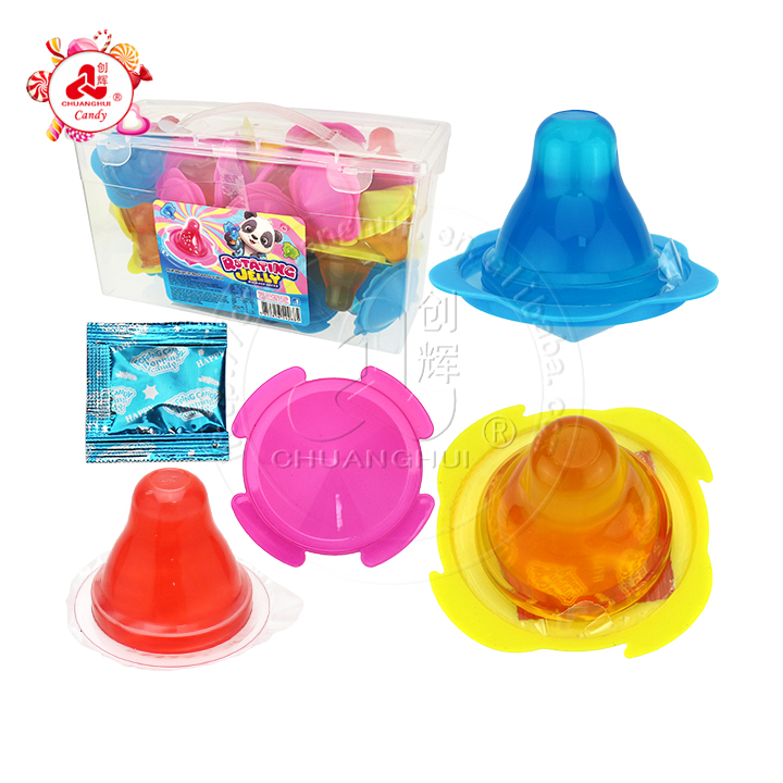 Fun spinning gyro peg-top toy with jelly and popping candyFun spinning gyro peg-top toy with jelly and popping candy CH-K294