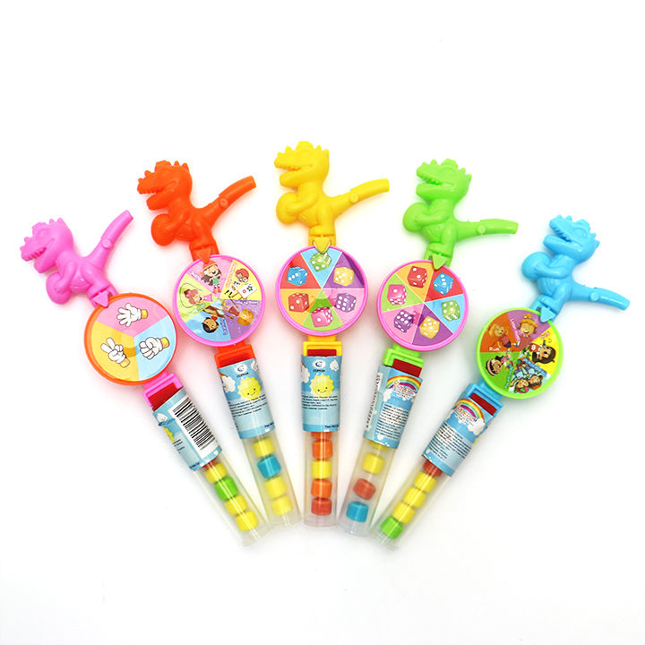 Cartoon whistling horse and dinosaur shaped turntable toy candy CH-T1225