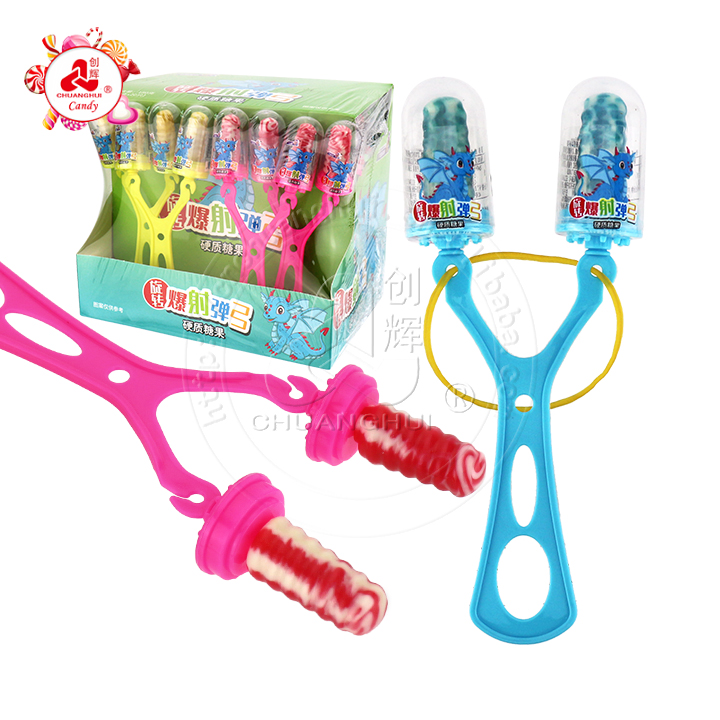 Catapult toy slingshot toy candy with two lollipop hard candy CH-T1266