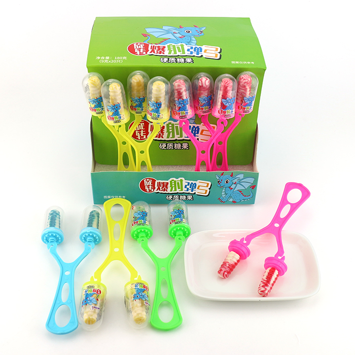 Catapult toy slingshot toy candy with two lollipop hard candy CH-T1266