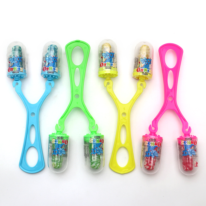 Catapult toy slingshot toy candy with two lollipop hard candy CH-T1266