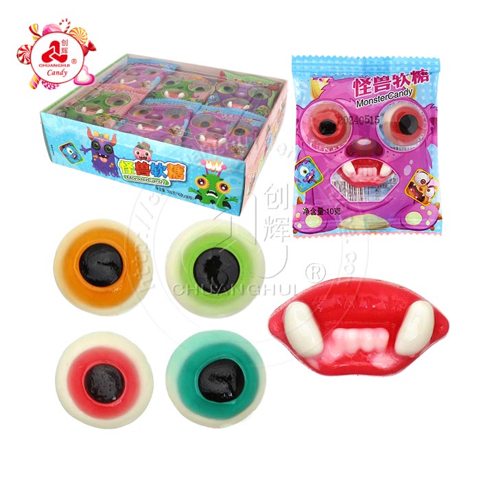 Cartoon monster gummy candy eyeball and lips teeth soft gummy candy CH-J540