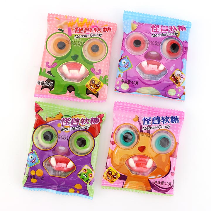 Cartoon monster gummy candy eyeball and lips teeth soft gummy candy CH-J540