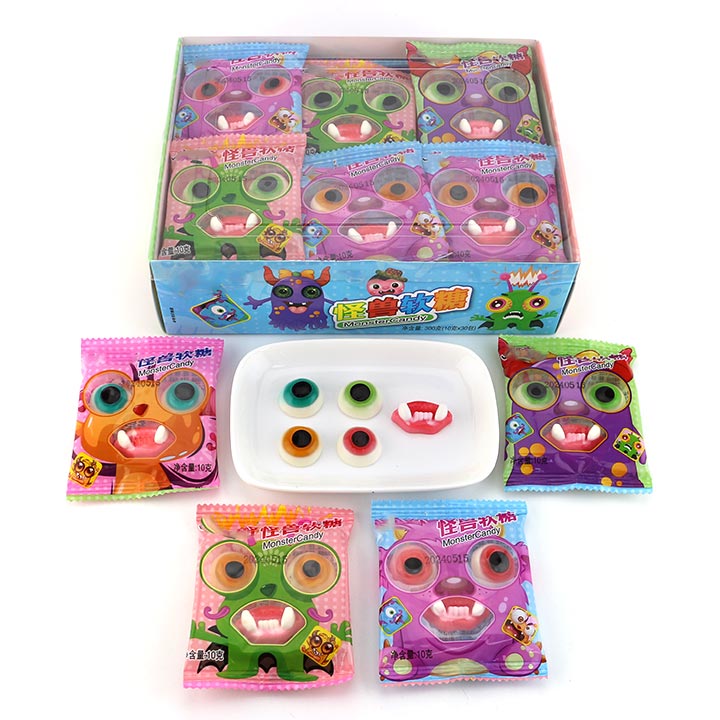 Cartoon monster gummy candy eyeball and lips teeth soft gummy candy CH-J540
