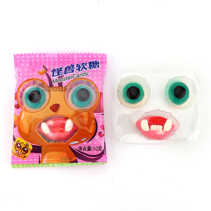 Cartoon monster gummy candy eyeball and lips teeth soft gummy candy CH-J540