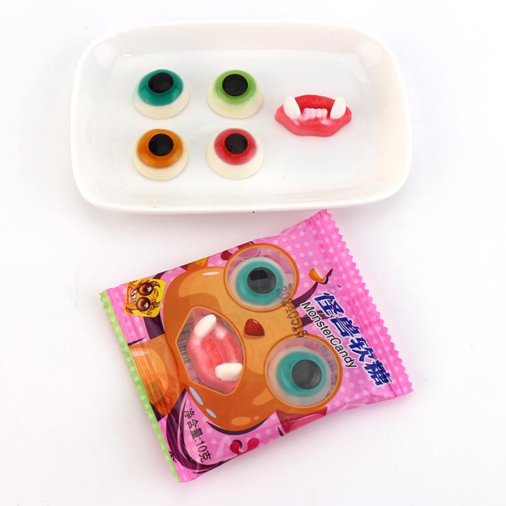 Cartoon monster gummy candy eyeball and lips teeth soft gummy candy CH-J540