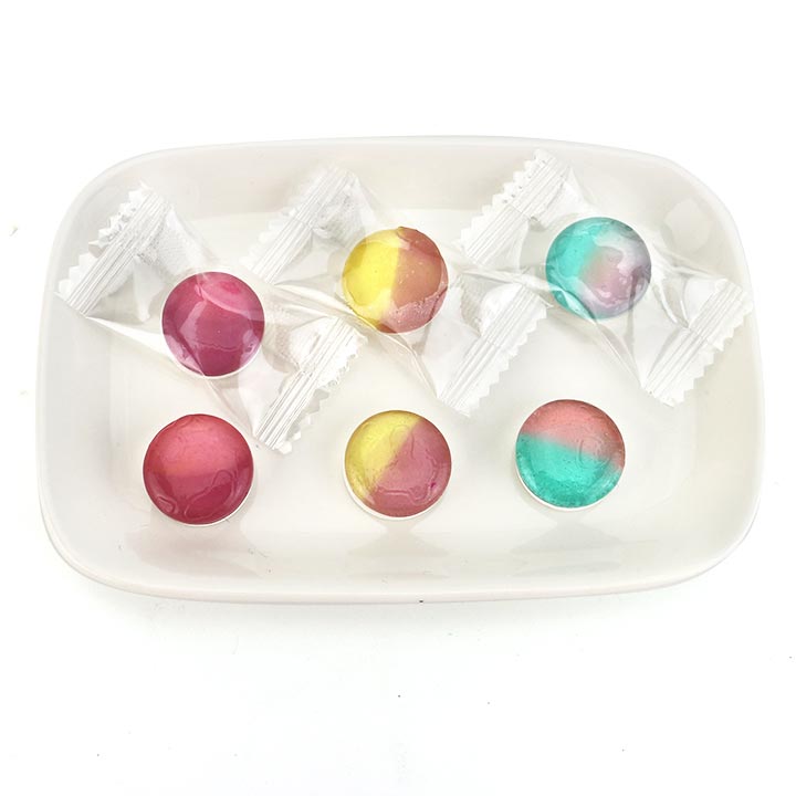 Wholesale 2 in 1 two-colors fruit hard candy + pressed candy smile face candy in bulk CH-S095-1