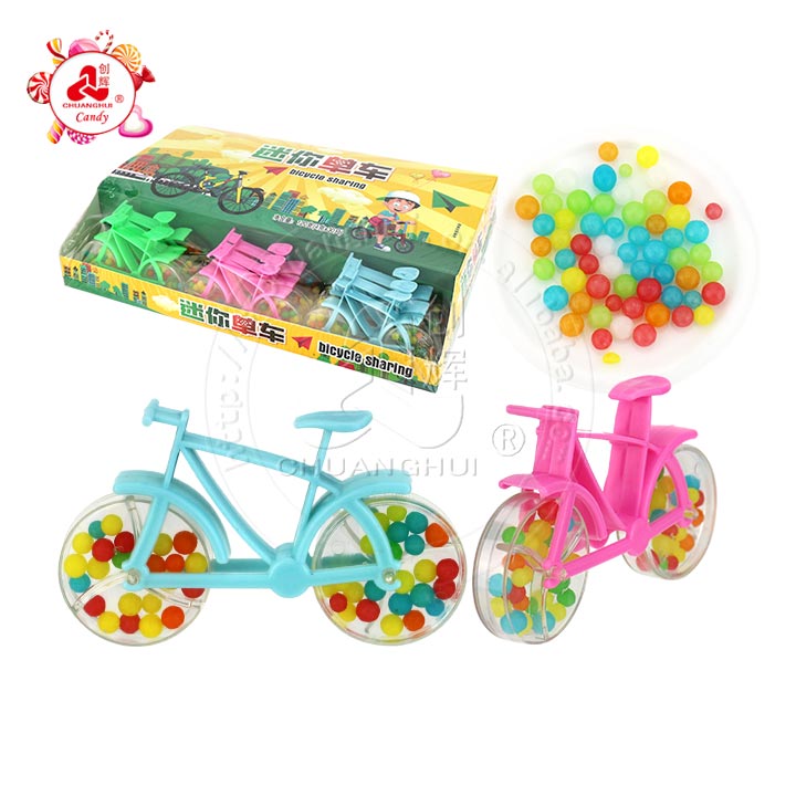 Mini bike candy toy bicycle shaped toy candy with mini colored pearl candy CH-T1267