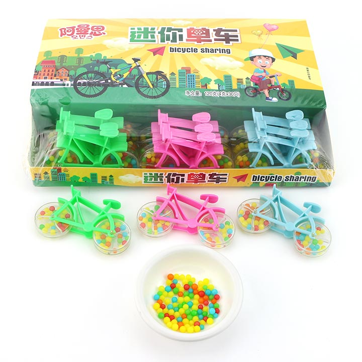Mini bike candy toy bicycle shaped toy candy with mini colored pearl candy CH-T1267