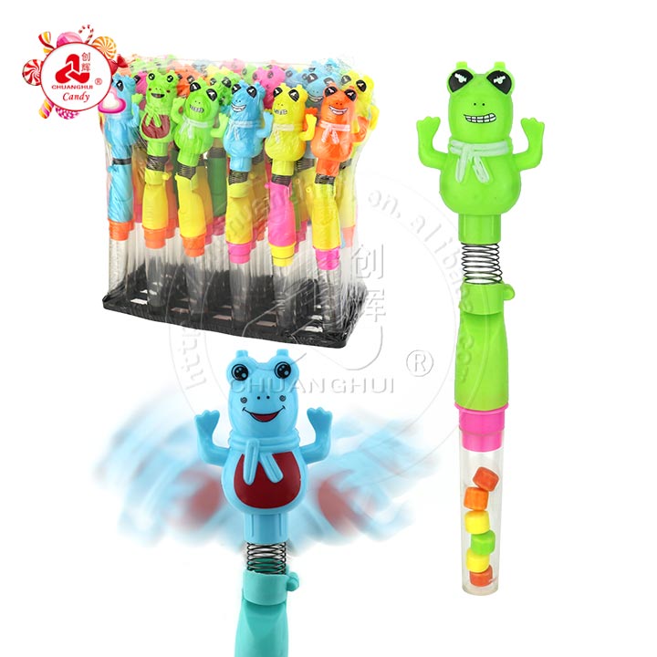 Cartoon Finger Frog shaped spring shaking toy candy CH-T1269
