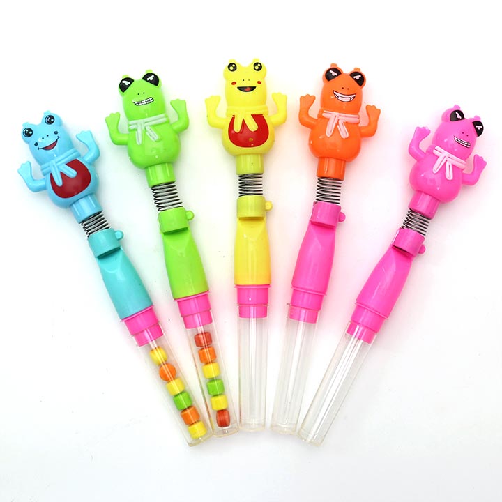Cartoon Finger Frog shaped spring shaking toy candy CH-T1269