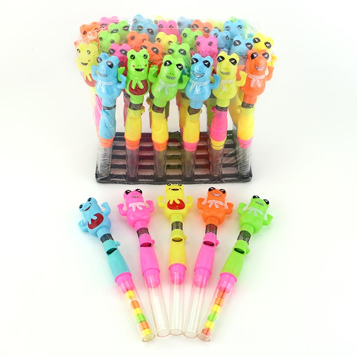 Cartoon Finger Frog shaped spring shaking toy candy CH-T1269