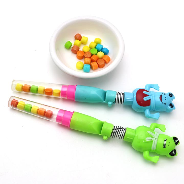 Cartoon Finger Frog shaped spring shaking toy candy CH-T1269