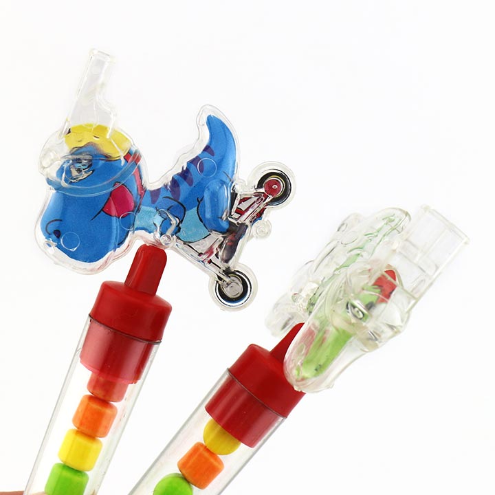 Cartoon dinosaur riding bicycles shaped whistle toy candy CH-T1271