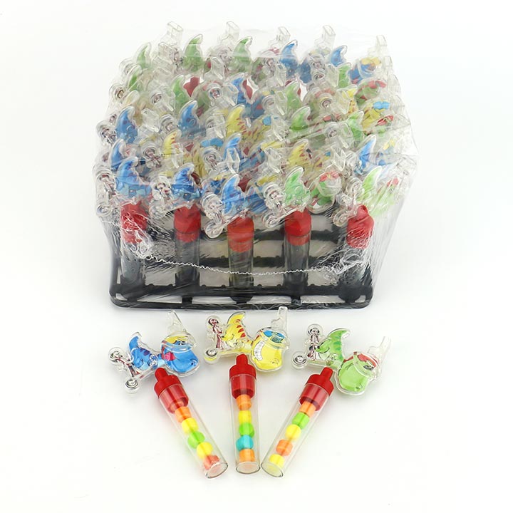 Cartoon dinosaur riding bicycles shaped whistle toy candy CH-T1271