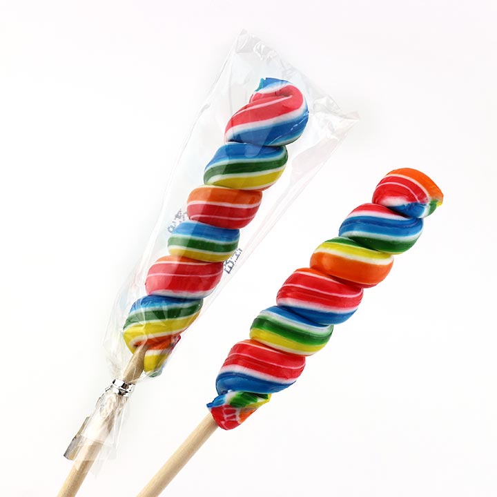 HALAL 30g rainbow vortex twist handmade lollipop with wooden stick CH-H074