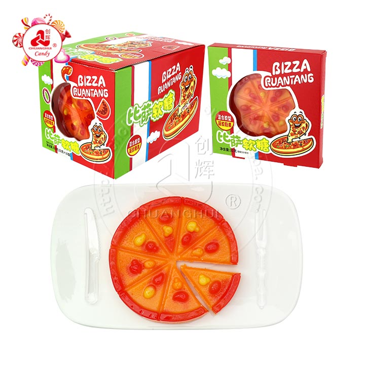 32g 8cm big size pizza shaped Fudge gummy soft candy CH-J553