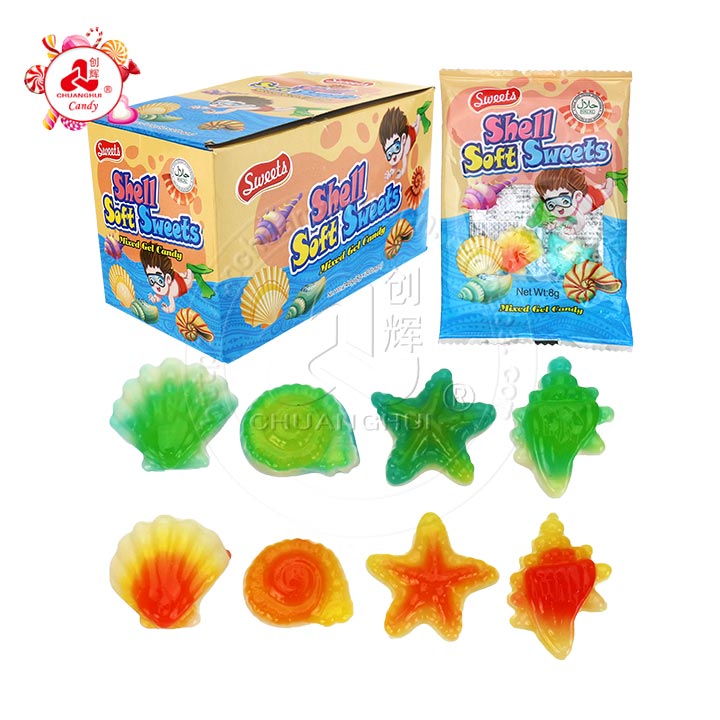 Halal Sea Shell, conch, starfish shaped soft sweet gummy candy CH-J556