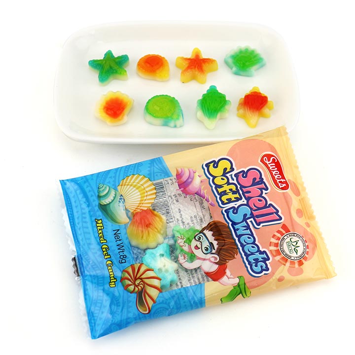 Halal Sea Shell, conch, starfish shaped soft sweet gummy candy CH-J556