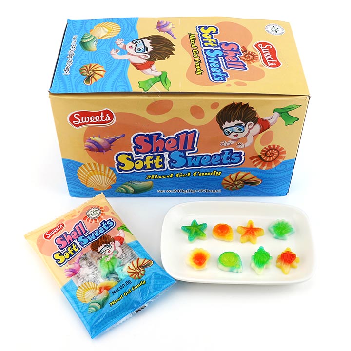 Halal Sea Shell, conch, starfish shaped soft sweet gummy candy CH-J556