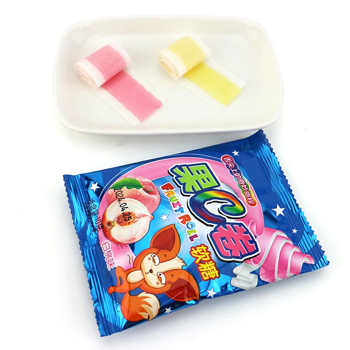 Halal Fruit flavors soft jelly chewy pectin roll up candy CH-J557