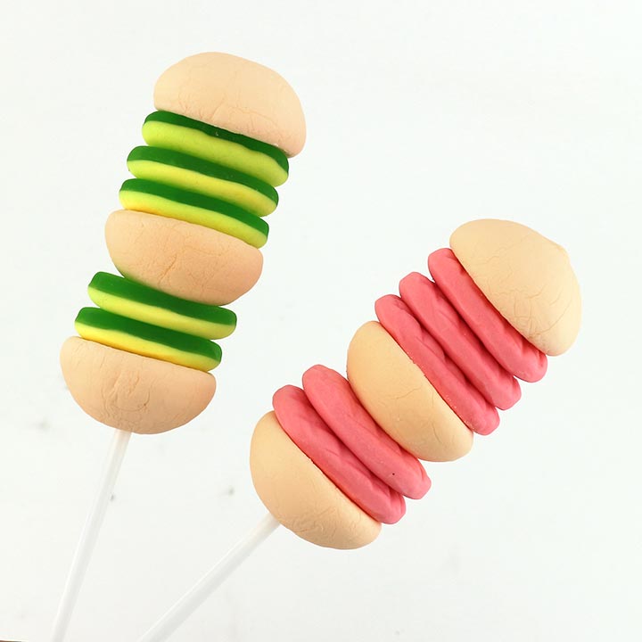Halal 35g big size Burger Marshmallow Lolly pop candy hamburg marsh lollipop CH-M180
