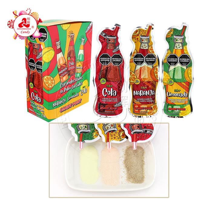 Halal Cola, Lemon, Orange soda Flavors Sour Powder Candy bag CH-N687