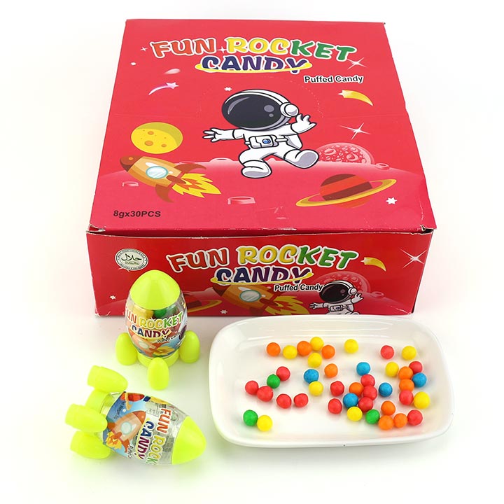 Space rocket bottle with puffed candy bean CH-N688