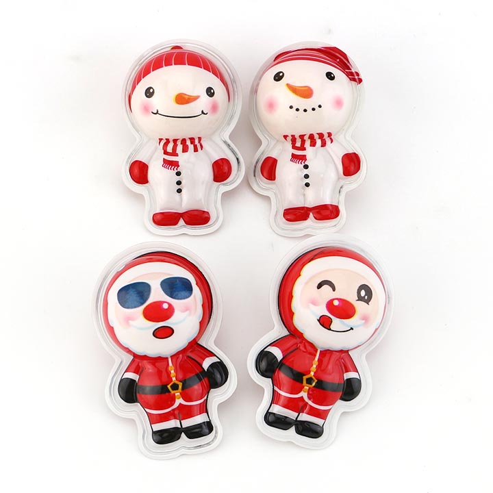 3D christmas candy santa claus and snowman shape soft gummy candy ball with jam filling CH-J558