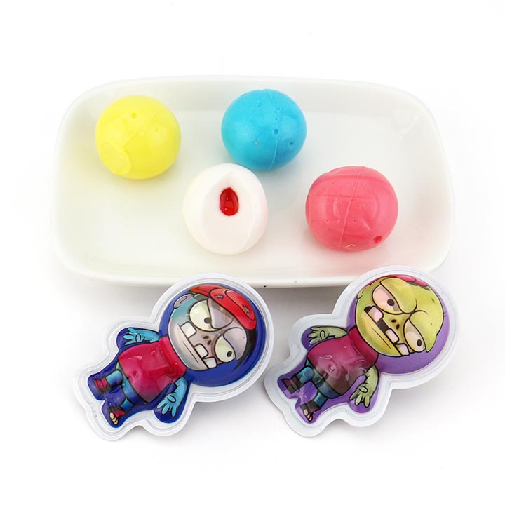 3D Halloween zombie shaped soft gummy candy ball with jam filling CH-J560