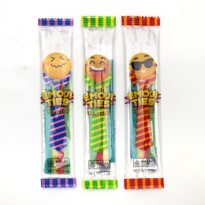 7.5g rainbow belt shaped sour soft gummy candy in bag CH-J564