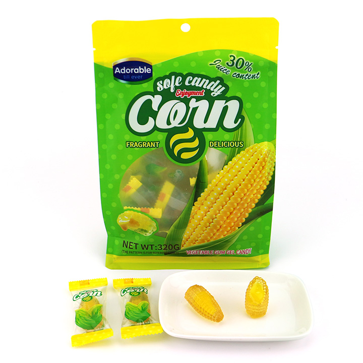 Corn shaped vegetable gum gel Soft candy with corn flavor jam filling CH-J565