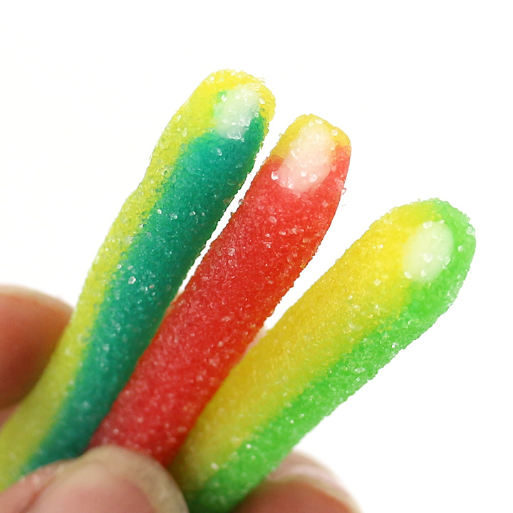 HALAL double colors licorice sour stick soft gummy candy strips with sour powder filling CH-J566