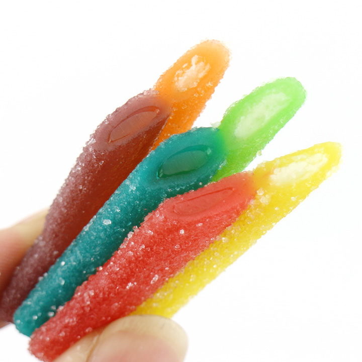 2024 New 2-in-1 gummy stick Sour Twins gummy candy strips with sour powder + jam filled CH-J570
