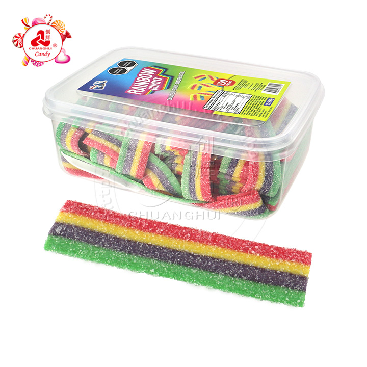 Mixed fruits 900g Rainbow sour belt soft gummy candy in box CH-J574
