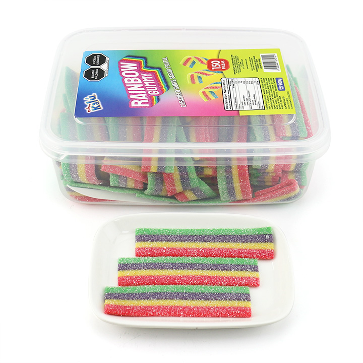 Mixed fruits 900g Rainbow sour belt soft gummy candy in box CH-J574